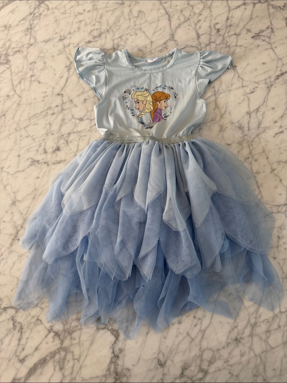 Elsa Anna Frozen Dress Sz 6T Tulle Flutter Sleeve